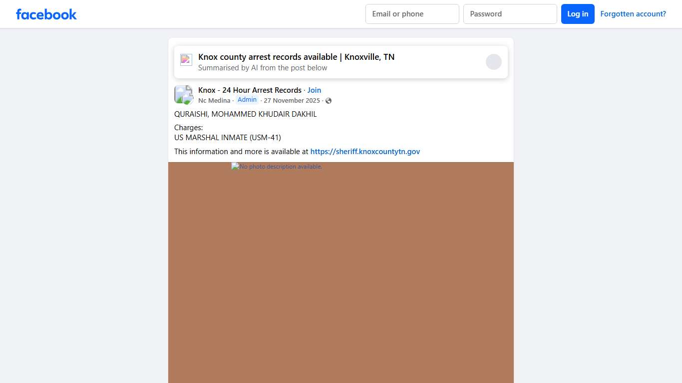 Knox - 24 Hour Arrest Records QURAISHI, MOHAMMED KHUDAIR DAKHIL Facebook